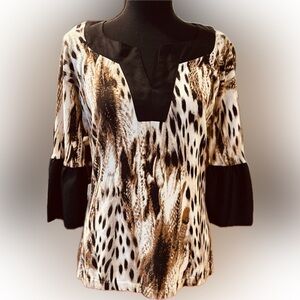 August Silk Brown and Black Animal Print Blouse